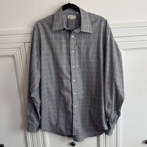 Barneys New York Gray Plaid Dress Shirt